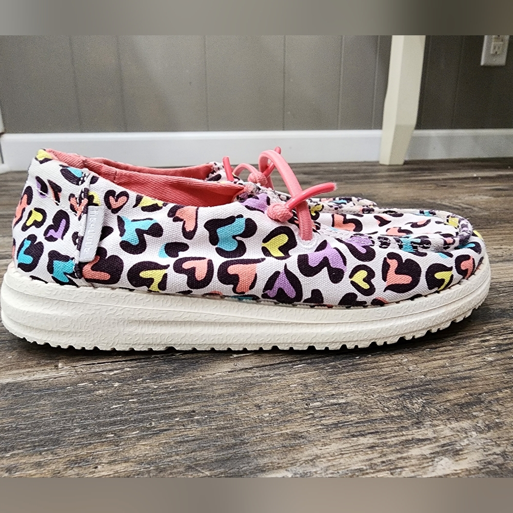Hey Dude Wendy Youth White Leopard Hearts